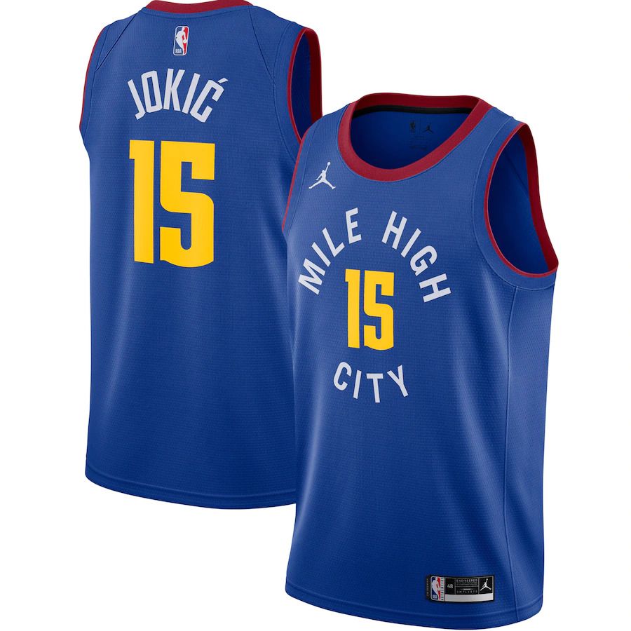 Men Denver Nuggets 15 Nikola Jokic Jordan Brand Blue Swingman NBA Jersey